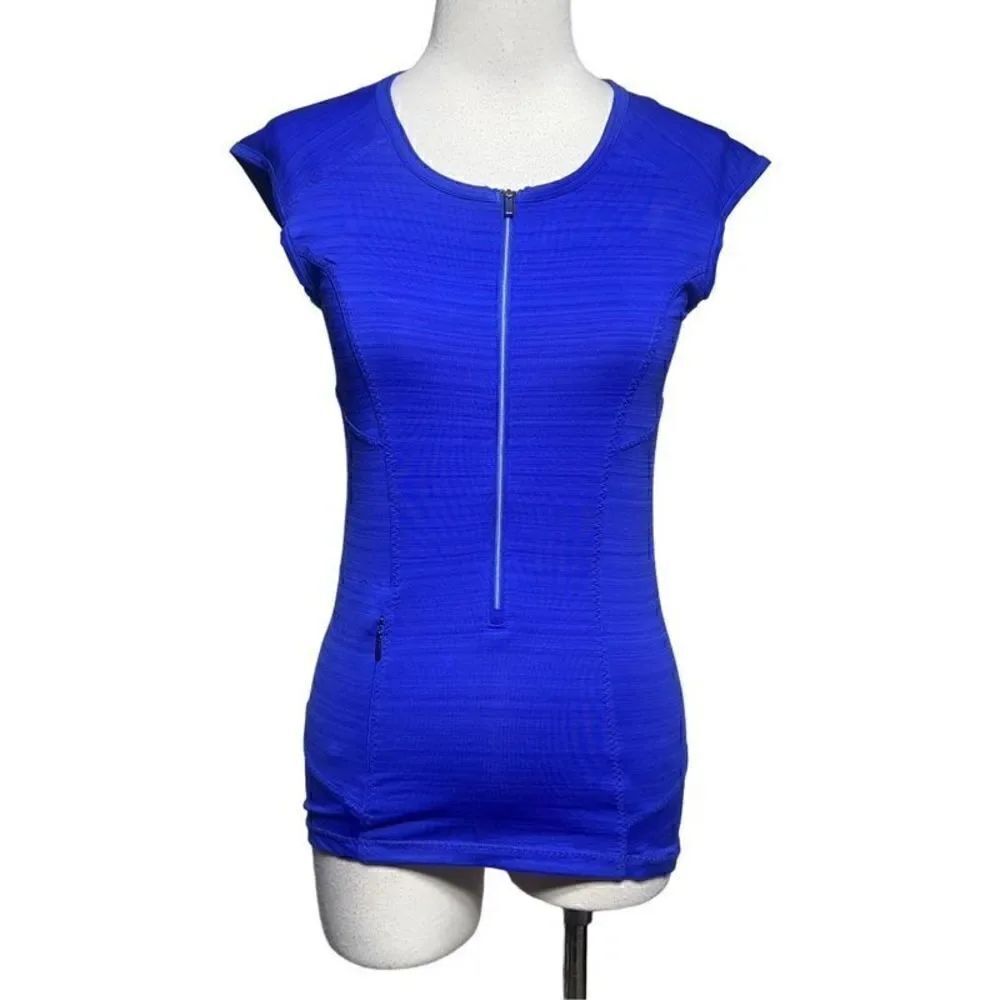 Athleta Blueish Purple Sleeveless Front Zip Top XSmall
